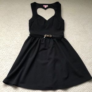 Black Formal Dress w/ heart cutout & attaches belt